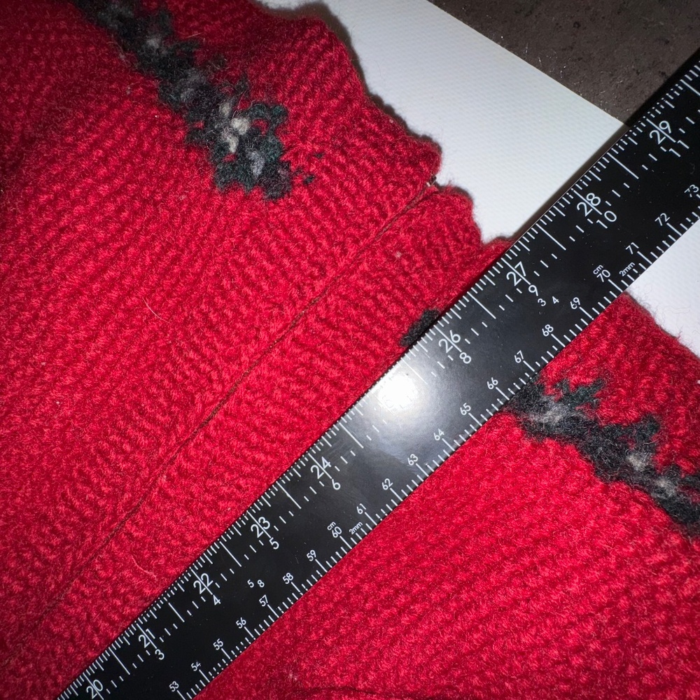 Ralph Lauren Sweater Cardigan 100%Wool Red Exclusive Hand Knit Fair Isle M - Picture 6 of 13